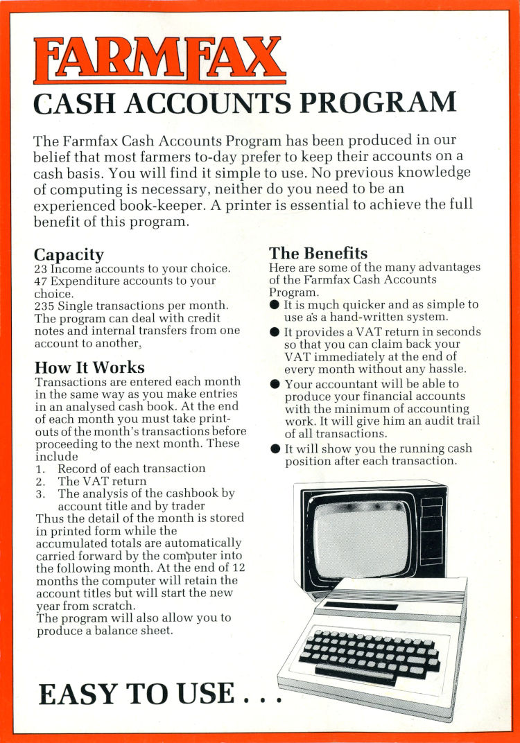 leaflet for the Cash Accounts Program front