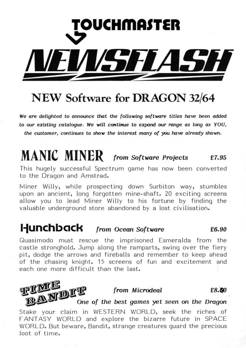 Touchmaster Newsflash leaflet (front)