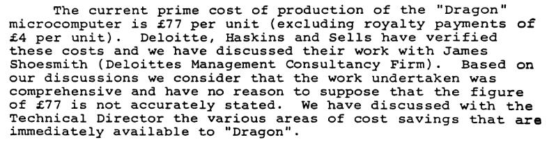 Dragon 32 unit costs