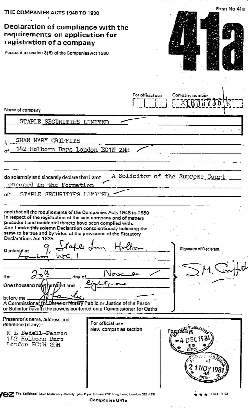 Staple Securities Ltd.